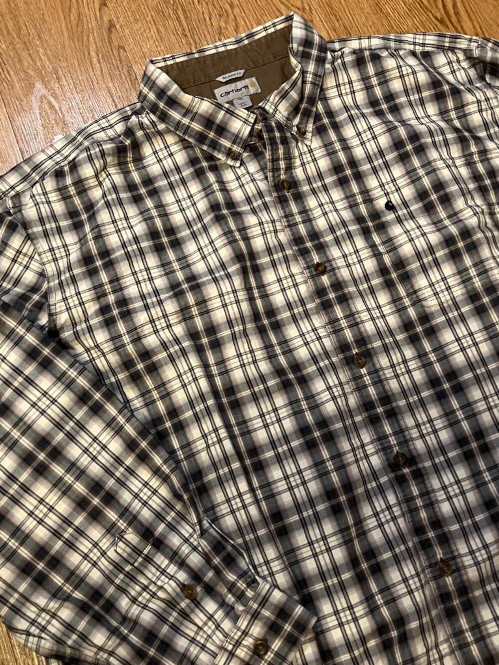 Carhartt 4XL Button Down Shirt 100588 Gray Plaid Relaxed Fit Long Sleeve Men